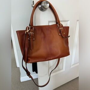 Brown leather purse handbag